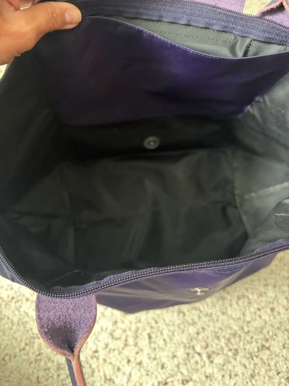 Longchamp Bilberry tote with pink trim top-handle